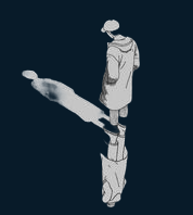 Boy looking at his shadow